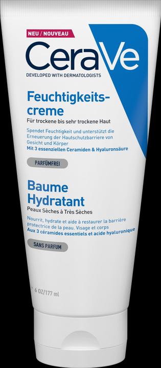 CeraVe Feuchtigkeitscreme: Reichhaltige Creme für trockene bis sehr trockene Haut für Gesicht und Körper (Körpercreme, 177 ml)
