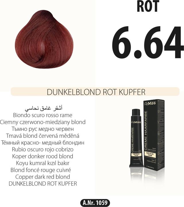 Produktbild FemMas 6.64) Haarfarbe Dunkelblond Rot Kupfer 100ml (Dunkelblond Rot Kupfer)
