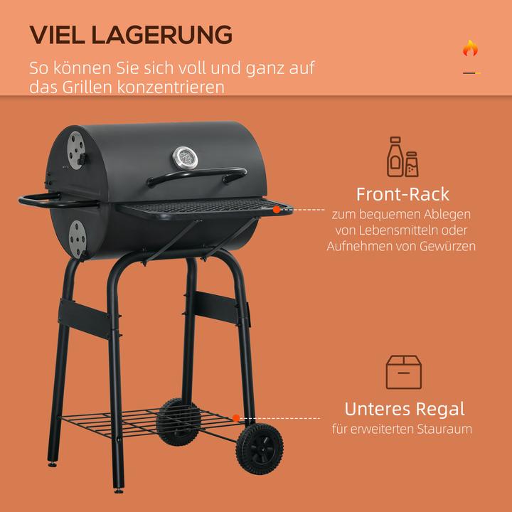 Actual product image Outsunny BBQ grill with lid and shelves (35 cm)