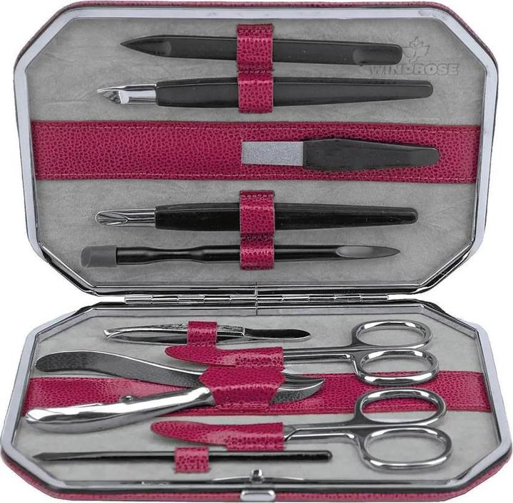 Windrose 803862.06 - 10-teilig Maniküretui Beluga beere (Leder)