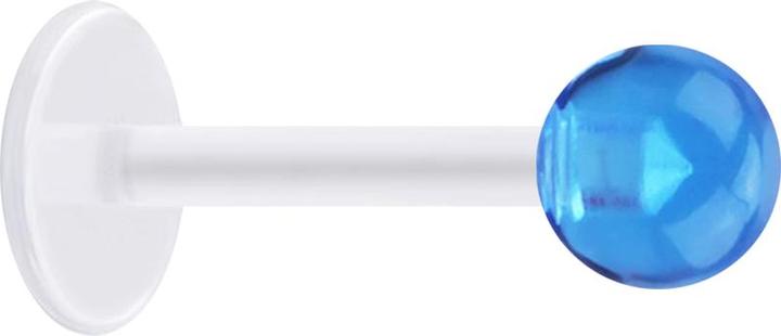 Star Piercing Micro Labret transparent mit Kugel hellblau transparent (ohne Messing, Acryl, Bioflex)