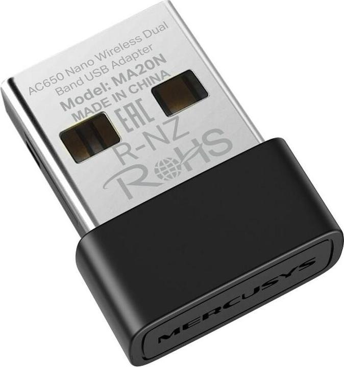 Produktbild TP-Link Mercusys MA20N WiFi USB Netzwerkkarte, AC650 Nano Karte, Dual Band, USB 2.0, WPA3, Plug & Pl (USB)