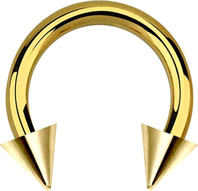 Star Piercing Circular Barbell Innengewinde vergoldet mit zwei Cones (ohne Messing, Chirurgenstahl 316L)