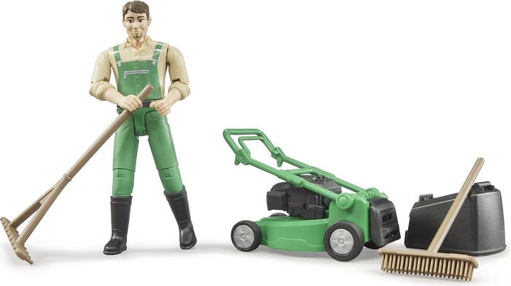 Actual product image Bruder Gardener with lawn mower and garden tools