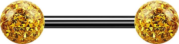 Image du produit Star Piercing Barbell noir avec deux boules de cristal topaz époxy de protection (sans laiton, Titane G23)