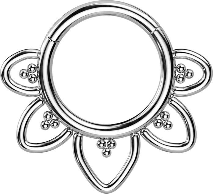 Star Piercing Micro Segmentring klappbar silber filigrane Herzen (ohne Messing, Titan G23)