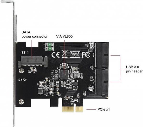 Actual product image Delock PCI Express card 2x USB 3.0 internal (pin header)