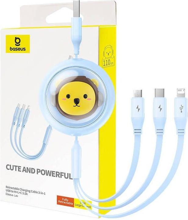 Produktbild Baseus USB cable 3-in-1 charging cable USB to USB-C, USB-M, Lightning 3.5A, 1.1m (blue) (1.10 m)