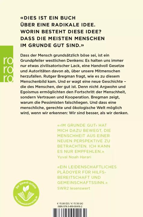 Produktbild Im Grunde gut (Deutsch, Rutger Bregman, 2021)