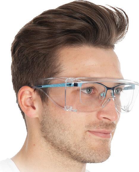Actual product image Hygostar Safety spectacles for spectacle wearers, transparent plastic, polycarbonate lenses, can be perfectly