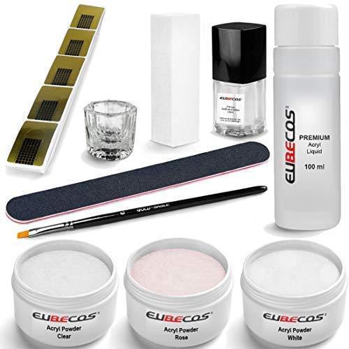 Produktbild EuBeCos Acryl Nagel Starterset (Set, Klar, Weiss, Rosa)