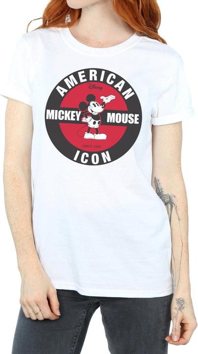 Actual product image Disney Womens/Ladies Mickey Mouse American Icon Cotton Boyfriend T-Shirt (L)