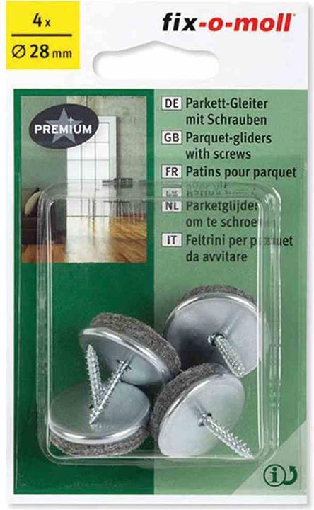 Actual product image Fix-o-moll Parquet glides with screw (Parquet floor gliders, 4 Piece)