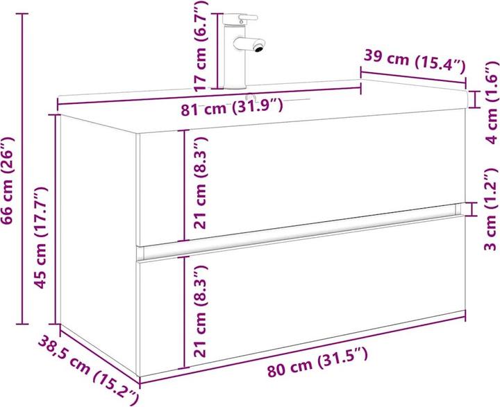 Produktbild VidaXL Waschbeckenunterschrank mit Einbaubecken und Wasserhahn Bad Waschtisch