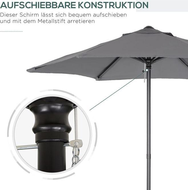 Actual product image Swisshandel24 Sonnenschirm Ø196 cm, Drehbar, Knickfunktion, sechseckig, Dunkelgrau