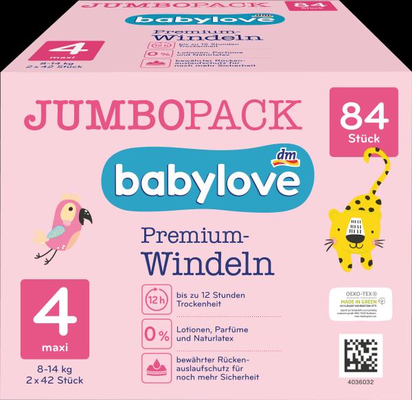 dm babylove Premium-Windeln (Dimensione 4, Box mezzo mese, 84 Pezzo/i)