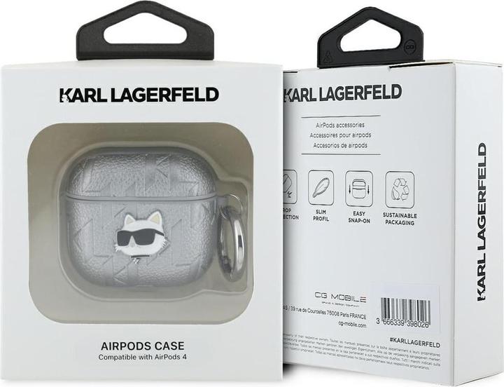 Karl Lagerfeld Étui pour casque Monogram Choupette pour AirPods 4 - argent