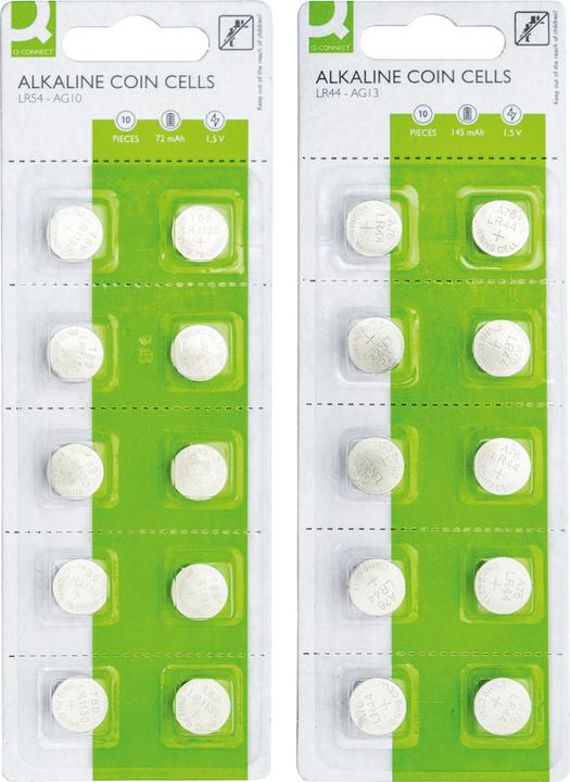 Produktbild Q-Connect Alkaline Knopfzellen (10 Stk., LR44, 145 mAh)