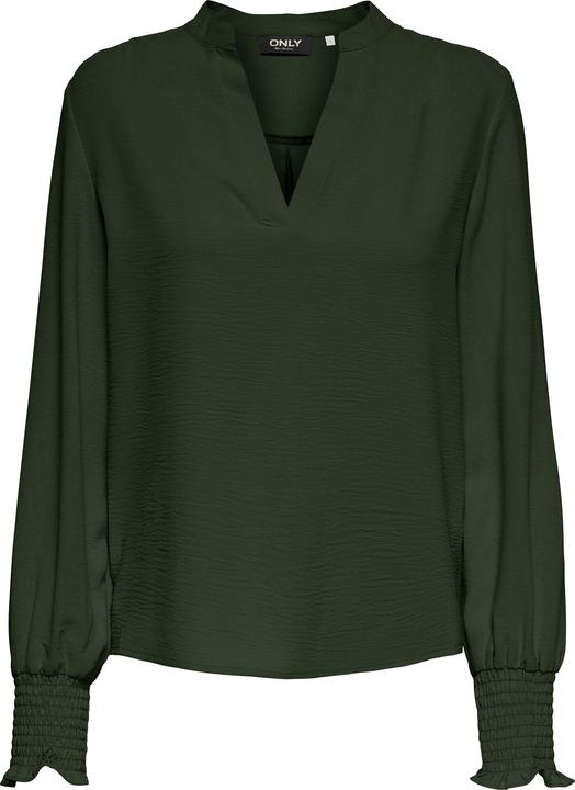 Only Normal geschnitten Rundhals Gesmokte Ärmelbündchen Voluminöser Armschnitt Top Top