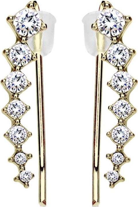 Image du produit Star Piercing Boucles d'oreilles Ear Climber doré avec carrés et cristal argenté (Laiton)