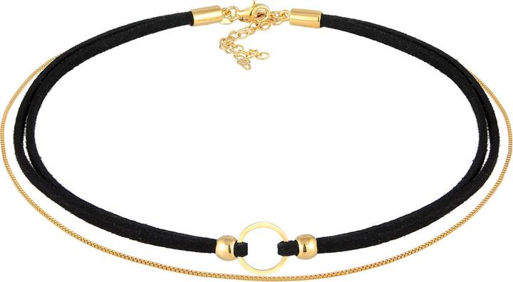 Produktbild Elli Halskette Choker Kreis Leder Venezianerkette Set 925 Silber (925er Sterling Silber, Kunstleder, No Stein, 32 cm)