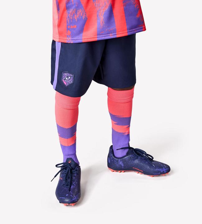 Actual product image Kipsta Kinder Fussball Shorts - Viralto Kids blau/lila Streifen (5, 6)