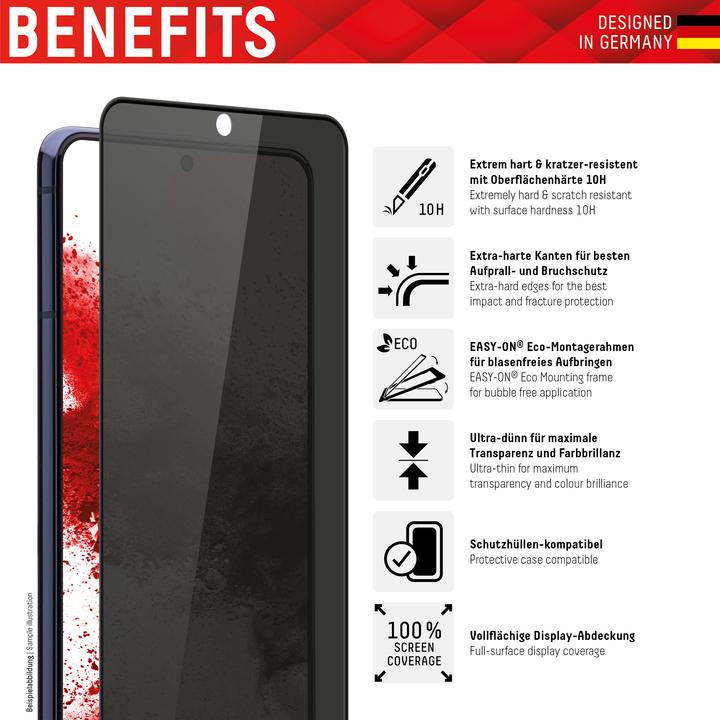 Actual product image Displex Real Glass, Privacy Full Cover Panzerglas (1 Piece, Samsung Galaxy S22 Ultra)