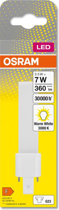 Actual product image Osram Dulux S (G23, 3.50 W, 360 lm, 1 x, F)