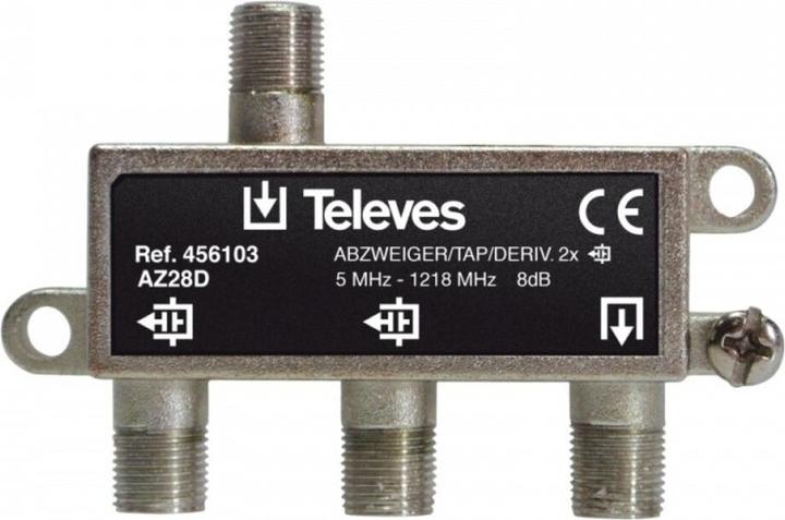Actual product image Televes AZ28D 2-way splitter 5-1218 MHz AD:8dB 456103 (Manifolds and Branchers)