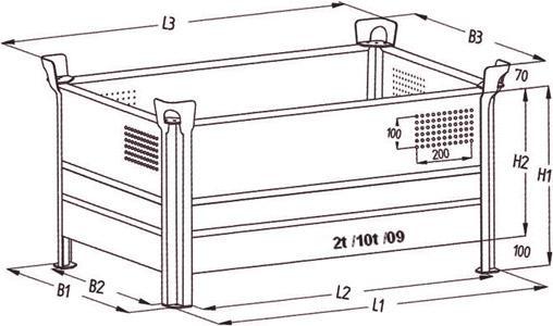 Image du produit Heson-Werk Bac gerbable en tôle d'acier, forme basse, parois fermées