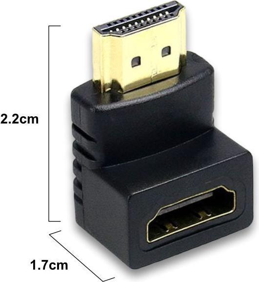 Produktbild Hermex HDMI-Stecker auf HDMI-Buchse HDMI Winkeladapter 90° Winkeladapter HDMI (HDMI, 2.20 cm)