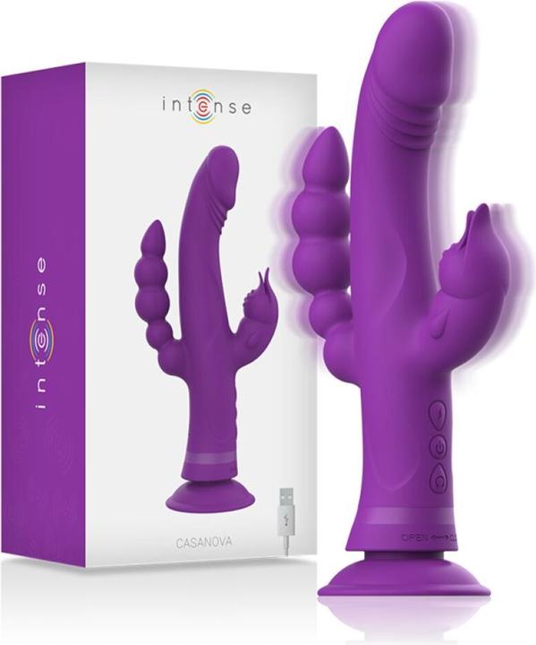 Intense Casanova Vibrator Rabbit Silicone Triple Engine Purple