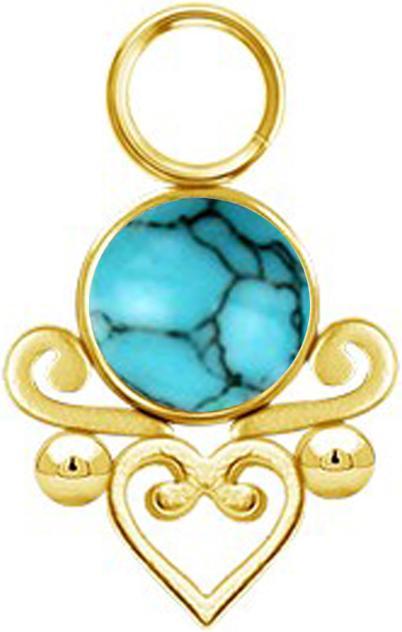 Actual product image Star Piercing Anhänger vergoldet Türkis Stein filigranes Herz (without brass, Surgical steel 316L, Mineral)