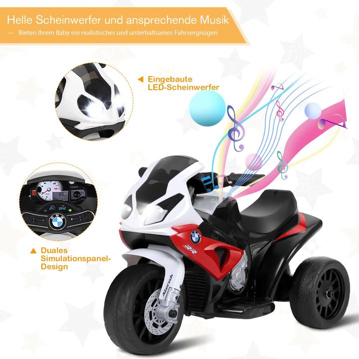 Produktbild Homcom Kinder Elektro Motorrad mit Licht- und Soundeffekte BMW S1000 RR Rot (6 V)