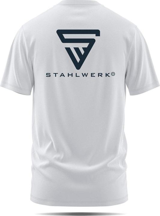 Produktbild Stahlwerk T-Shirt Weiss Grösse L Kurzarm-Hemd mit Logo-Print aus 100% Baumwolle (L)