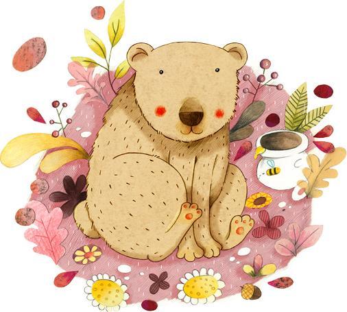 Image du produit Trenddeko Ours avec pot de miel (80 x 72 cm)