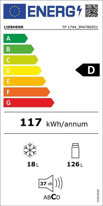 Energy Label Liebherr TP 1744-20 (143 l)