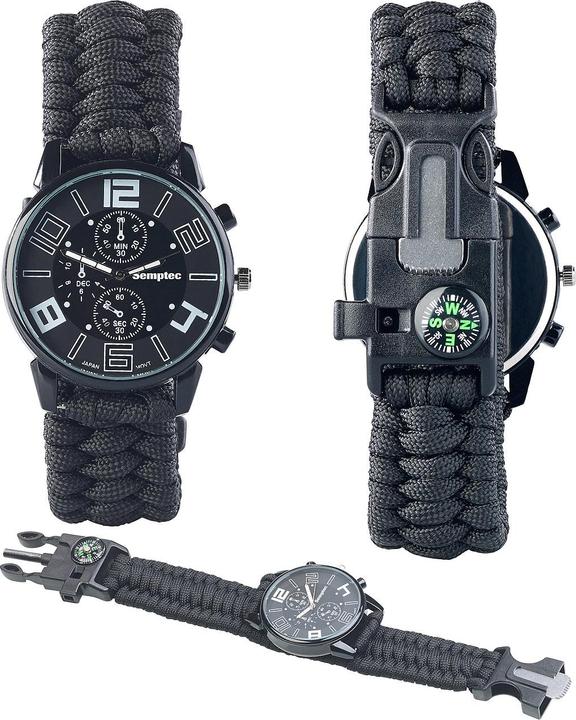 Actual product image Semptec 5in1 wrist watch with fire steel, compass & emergency whistle (Digital watch)