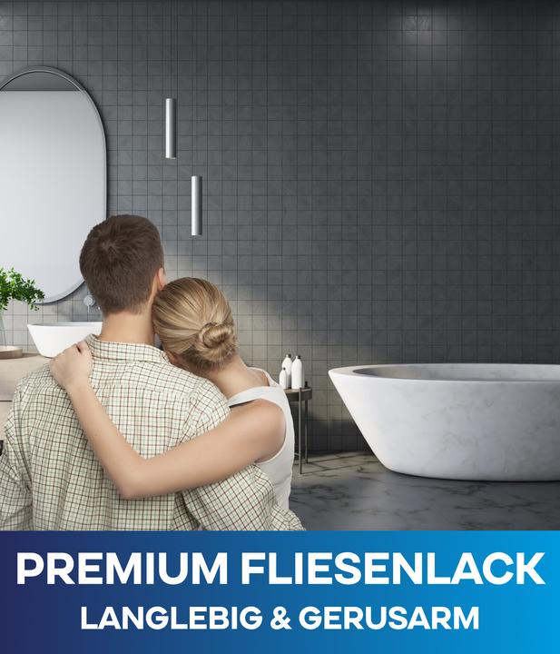 Actual product image Plid Tile paint 1.5l anthracite grey glossy for approx. 16m² / Tile paint lacquer / Kitchen (Anthracite grey, 1.50 l)