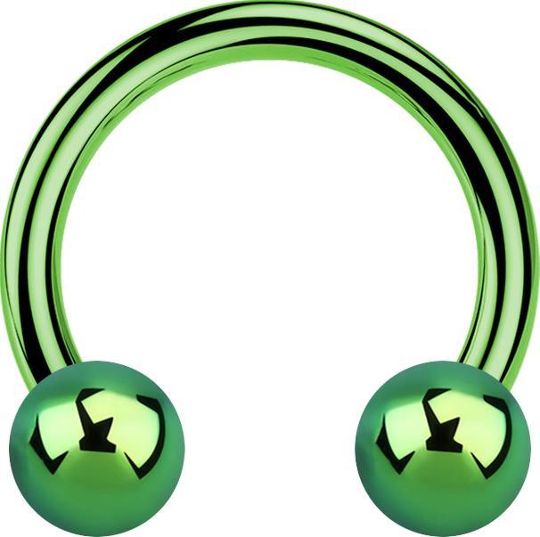 Produktbild Star Piercing Micro Circular Barbell grün mit zwei Kugeln (ohne Messing, Titan G23)