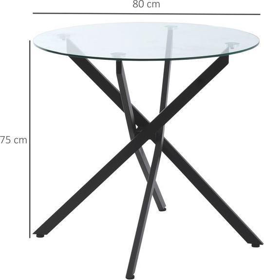Produktbild Swisshandel24 runder Couchtisch Glastisch Schwarz Beistelltisch mit Sicherheitsglas Metall 80 x 80 x 75 cm (80 x 80 x 75 cm)