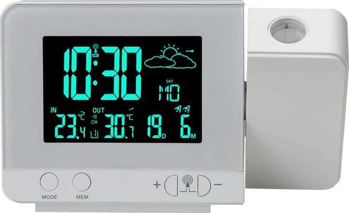 Actual product image Casativo Projection alarm clock with wireless weather station, USB port, outdoor sensor