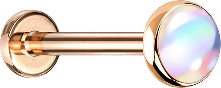 Star Piercing Micro Labret rosegold mit Scheibe irisierend weiss (Chirurgenstahl 316L, ohne Messing)