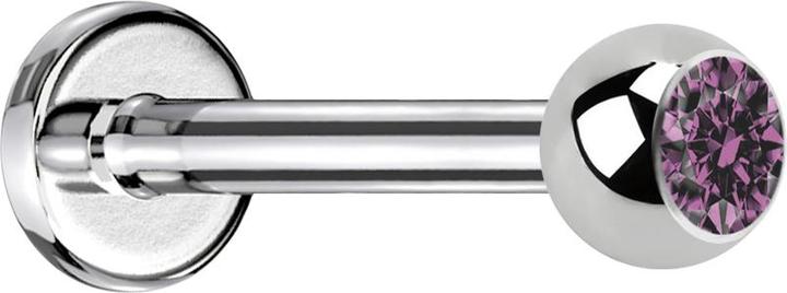 Immagine prodotto Star Piercing Labret argento con sfera di cristallo viola chiaro (senza ottone, Acciaio chirurgico 316L)