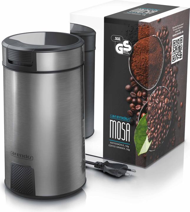 Actual product image Arendo Electric coffee grinder stainless steel, spice grinder coffee grinder, stainless steel blade