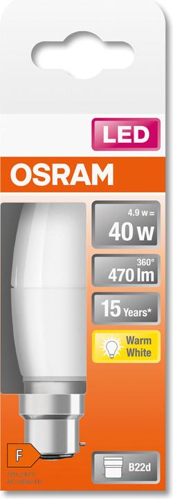 Actual product image Osram LED STAR CLASSIC B 40 FR 4.9 W/2700 K B22d (B22d, 4.90 W, 470 lm, 1 x, F)