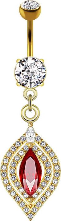 Actual product image Star Piercing Banana gold plated with pendant chandelier oval (without brass, Surgical steel 316L)