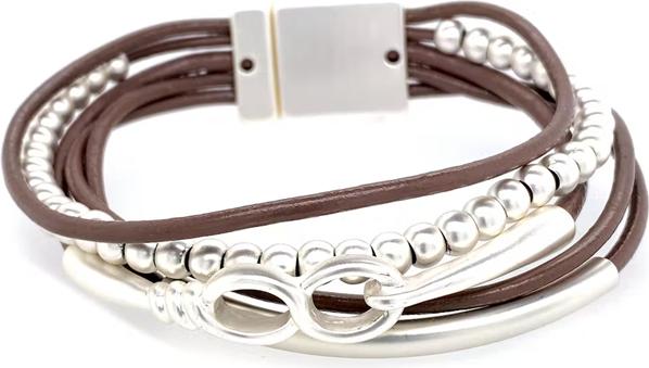 Produktbild Signé Signè Armband Leder mit Magnetverschluss & Elemente versilbert rhodiniert No.12 (Metall, Messing, Bleifrei, Cadmiumfrei, Nickelfrei)