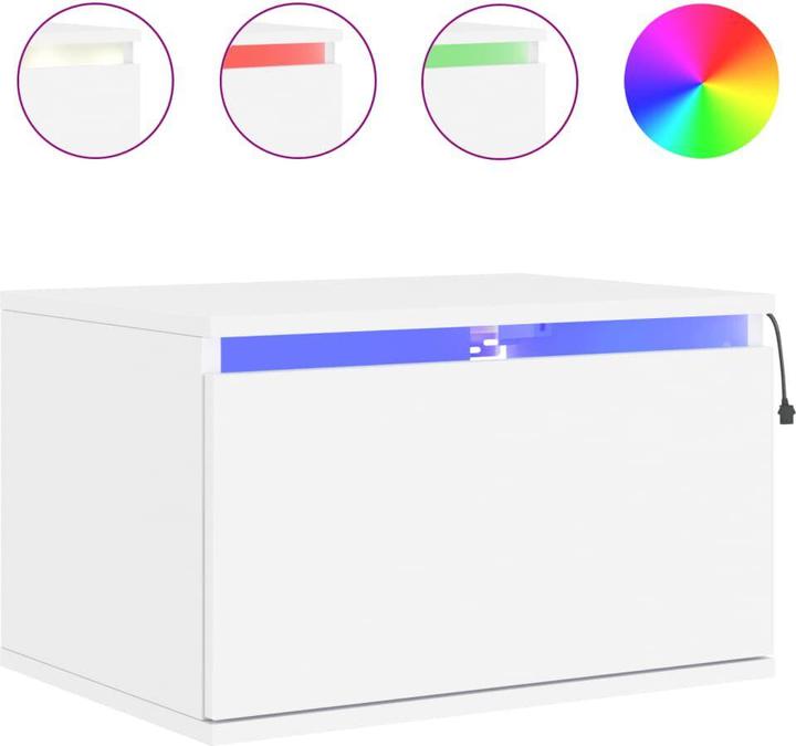 Image du produit VidaXL Tables de chevet murales avec lampes LED 2 pcs. Blanc,Couleur (50 x 36 x 30 cm)