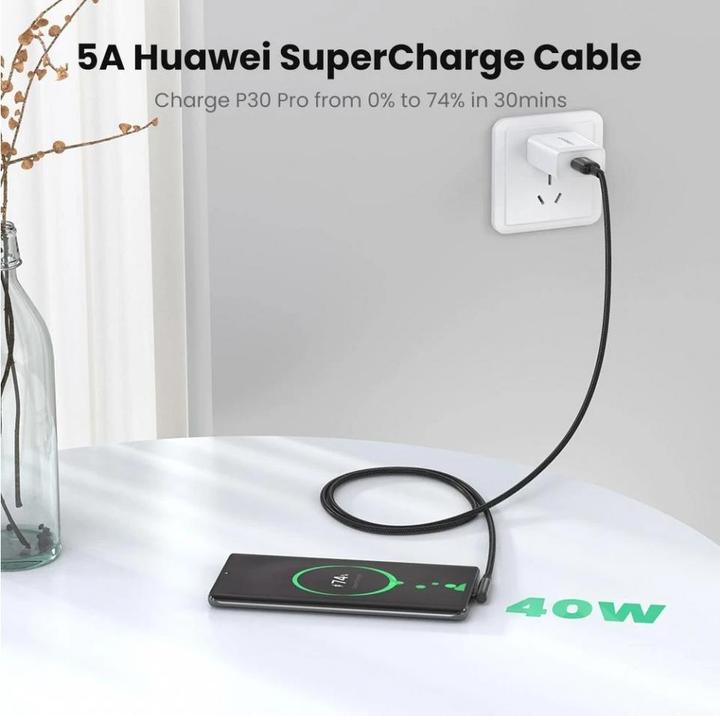 Actual product image Ugreen Cable USB to USB-C US317 Angled, 2m (black) (2 m, USB 2.0)